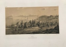 Dinde, Flandin Eugene, Vue De Smyrne. Lithographie Originale 1853