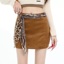 Jupe Khaki Effet Cuir Courte