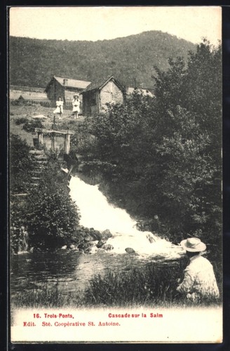 Cpa trois ponts cascade sur - trois-ponts,,