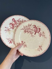 2 Assiettes Plates Terre de Fer Modele Favori Rose Sarreguemines Digoin