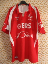 Maillot Rugby AUCH Gers Porté #3 entrainement Dédicacé Signé Shemsy - XXL