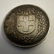 Suisse – 5 Francs argent 1932 B – Confoederatio Helvetica – 15 g – TTB