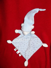 Doudou Plat Nictoy Ours Blanc Bleu Ciel Etoile Grise