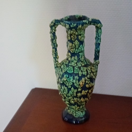 Vallauris vase céramique bleu - vase,
