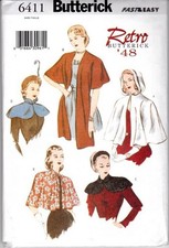 6411 PATRON RETRO BUTTERICK REEDITION PATRON CAPE LONGUE/COURTE  1948  34 AU 38