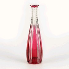 ANCIEN CARAFE A LIQUEUR OVERLAY EN CRISTAL TAILLÉ DOUBLÉ ROUGE SAINT LOUIS 