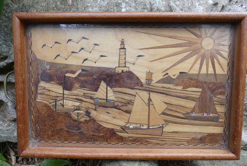 Plateau marqueterie art - plateau, en