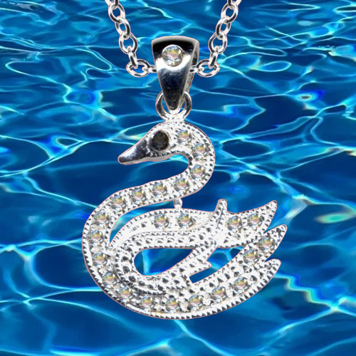 Neuf pendentif cygne chaîne - +,