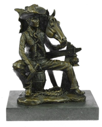 Bronze cowboy sculpture - bronze, fisher