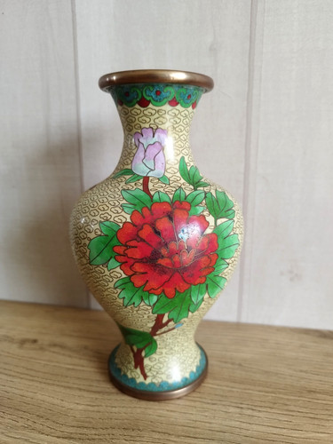 Vase cloisonné chinois fleurs - chinois,