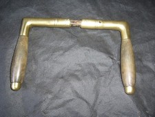 paire de poignées de porte ancienne en laiton et manche en corne