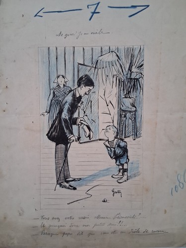 Dessin original signé gaston - dessin,