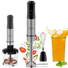 5-in-1 hand blender set 1200W 12 speeds stainless steel housing LED lighting