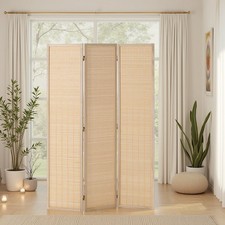 Paravent Séparateur de pièce en bois & bambou 3 panneaux 170x120 cm Homestyle4u