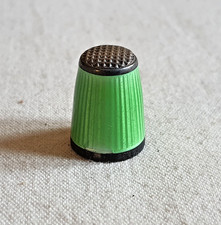 DE A COUDRE ANCIEN ARGENT EMAILLE VERT EMAIL XIXEME SILVER THIMBLE ENAMEL