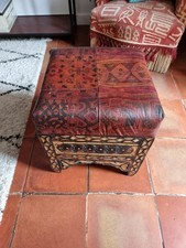 Grande table basse Marocaine incrustations en os et ses 2 tabourets