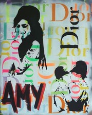 SPACO signed AMY winehouse DIOR tableau POP street ART graffiti paint Banksy