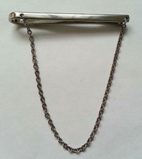 PINCE A CRAVATE vintage CLASSIQUE argenté barre chaîne STYLE ART DECO