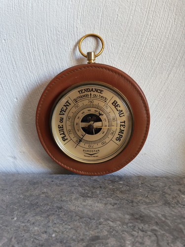 Baromètre cuir vintage - baromètre,