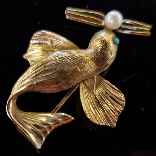 Broche otarie vermeil - otarie, (or