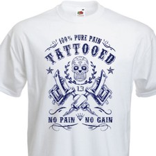 T-shirt TATTOOED  Pain Tattoo Tatouage Old school Calavera Ink Inked Dermographe