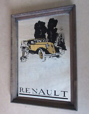 Ancien MIROIR sérigraphie Publicitaire RENAULT MONASIX 1928 cadre 24cmx34cm