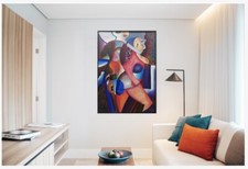 Tableau moderne signé, Encadré, Huile sur toile, par Sarah Benbouzid, Paris