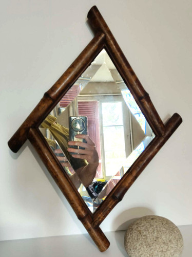 Miroir vintage bambou rotin