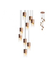 Suspension Design Moderne En Cuivre/Champagne 9 Lumières En Verre RD-0182