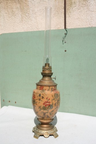 Lampe pétrole faience - pétrole, en