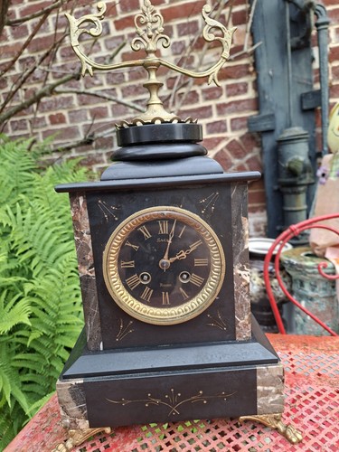Horloge pendule marbre noir - pendule,