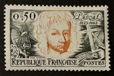 Timbre France Blaise Pascal 1962 : N° 1344 neuf*