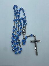 RELIGIOSA ANCIEN CHAPELET TOURISTIQUE ROME ITALIE PERLES BLEUES BRILLANTES