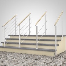 Acier Inox Rampe D'Escalier Holzhandlauf Hêtre Montage Latéral 2100 - 4000 MM