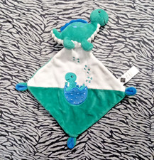 ? TEX BABY DOUDOU DINOSSAURE VERT BLEU BLANC EMPREINTES OEUF 35CM...ETAT NEUF
