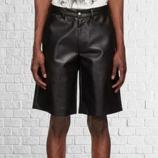 Shorts En Cuir D'Agneau Noir