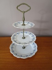 Présentoir à Gâteaux 3 étages  porcelaine Bavaria Theresia Germany fleurs bleues