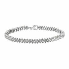 14K Plaqué or Blanc Brillant Imitation Diamant Liens Tennis Bracelet 7 " Pouce