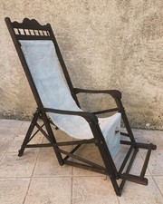 Grand Fauteuil Transat Palissandre Massif Début XX° Chaise De Pont Paquebot