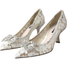 Dolce & Gabbana Chaussures Blanc Floral Dentelle Dg Cristal EU36/US5.5 1050usd