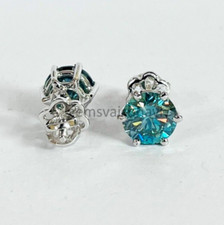 7.00 CT Bleu Traitée Diamant Solitaire Clous En 925 Argent Sterling Certifié