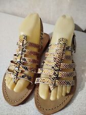 LES TROPEZIENNES  Sandales Tongs Tout Cuir   Lanières  imprimées T 37 TBE