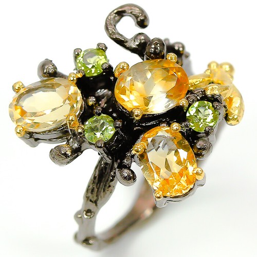 Bague argent péridot - en,
