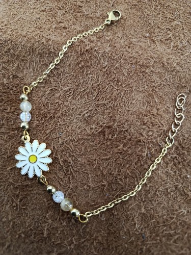 Bracelet doré marguerite - , fait