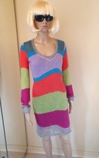 Louise Della Merveilleuse Robe Vintage très colorée en laine angora + nuisette S