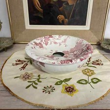 Porte savon, éponge faience anglaise RIDGWAYS décor floral rose SASKIA