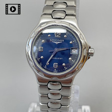 [N.MINT] LONGINES Conquest L1.131.4 Navy Dial Date Women's Quartz Vintage Watch