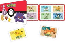12 Pokémon official french stamps - green letter