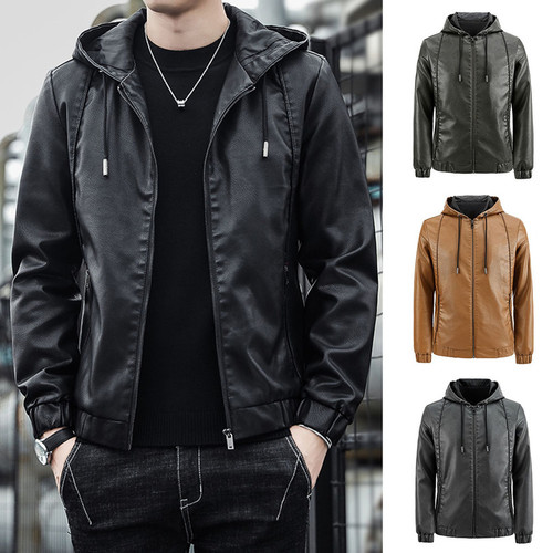 Hommes cuir noir veste - cuir,