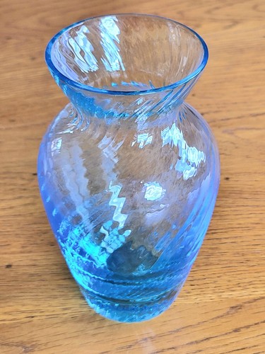 Petit vase bleu verre à - bleu, en